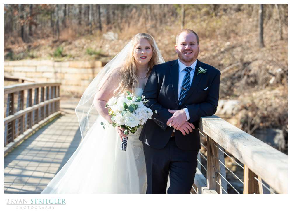 wedding photos over creek